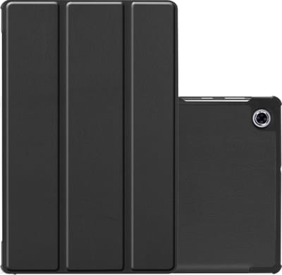Hoes - Geschikt voor Lenovo Tab M10 FHD Plus (2e / 2nd Generatie) - Dun & Stevig - Trifold Bookcase - Hard Cover - Hardcover Book Case - Tablet Hoesje - Zwart