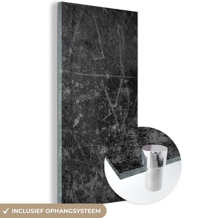 MuchoWow® Glasschilderij 60x120 cm - Schilderij acrylglas - Leer - Lederlook - Industrieel - Foto op glas - Schilderijen