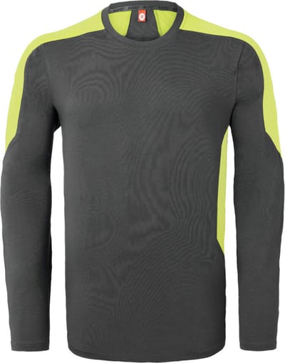 HAVEP T-shirt lange mouw Bicolor 10073 - Charcoal/Fluo Geel - 2XL