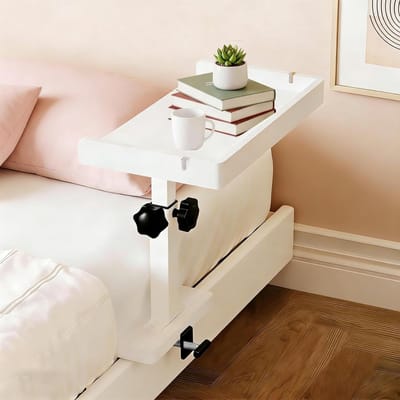 Bedplank omhangen - Bedtafel nachtkastje - Ruimte besparen - In hoogte verstelbaar - 35x20cm - Wit