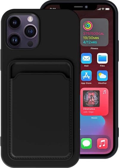 Smartphonica iPhone 13 Pro siliconen hoesje met pashouder - Zwart geschikt voor iPhone 13 Pro