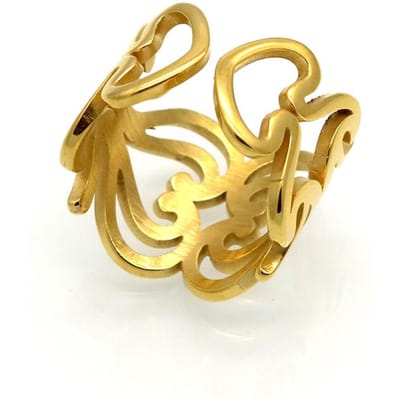 Roestvrij staal gouden kleur holle hartring jubileumbelofte ring voor dames mode-sieraden cadeau 6