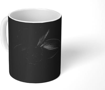 Mok - Koffiemok - Zwart - Bloem - Orchidee - Mokken - 350 ML - Beker - Koffiemokken - Theemok