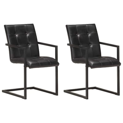 vidaXL Eetkamerstoelen 2 st echt leer zwart