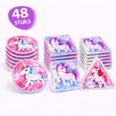 Isa's Friends® - Uitdeelcadeaus Unicorn Geduldspelletjes - 48 stuks - Traktatie - Uitdeelcadeautjes voor Kinderen