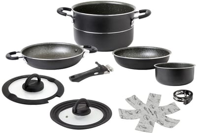 Brunner Pirate NG Camping Pannenset - Ø20 - 8 Delig - Stapelbaar - Aluminium - PFOA Vrij