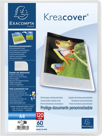 Exacompta 10x Kreacover® Chromaline Personaliseerbare showalbums PP met vaste rug - 60 tassen - 120 zichten - A4 - Kleurloos - 5768E