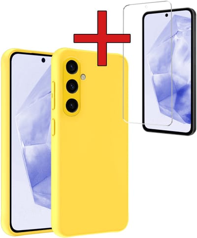 Hoesje - Met Screenprotector - Geschikt voor Samsung Galaxy A36 - Sterk & Shockproof - Telefoon Hoes - Back Cover - Siliconen Case - Telefoonhoes - Geel
