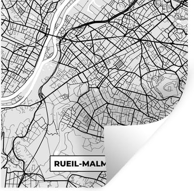 Muurstickers - Sticker Folie - Kaart - Stadskaart - Rueil-Malmaison - Plattegrond - Frankrijk - 100x100 cm - Plakfolie - Muurstickers Kinderkamer - Zelfklevend Behang XXL - Zelfklevend behangpapier - Stickerfolie