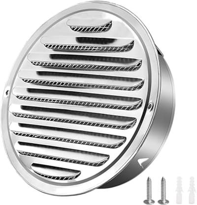 Ventilatierooster 100 mm Rvs Met Insectenbescherming Voor Garage, Keuken, Kast