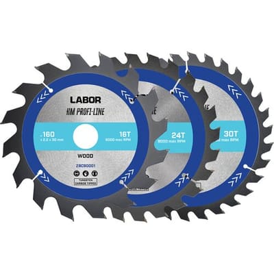 Labor HM cirkelzaagblad hout 160x30x2,2mm - 16,24,30T (3 Stuks)