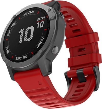 By Qubix - Geschikt voor Garmin bandje - 26mm Quickfit - Siliconen bandje - Rood - Geschikt voor Garmin Fenix 7X / 6X / 5X