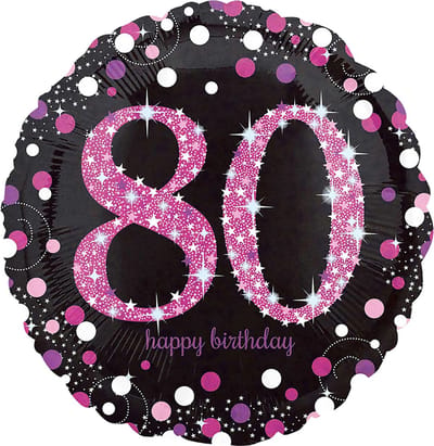 Amscan - Folieballon 80 Jaar Sparkling Celebrations Roze 43 cm
