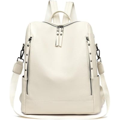 Zachte Leren Rugzak Grote Capaciteit Studenten Schooltas Computer Rugzak Mode Crossbody Rugzak
