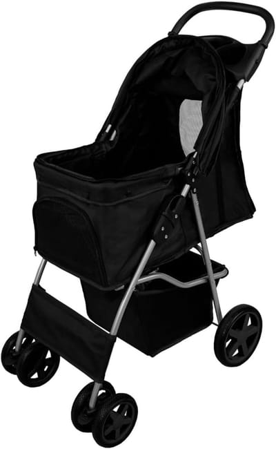 SNJY® Hondenbuggy - Hondenkar - Hondenwagen - 65 cm x 45 cm x 101 cm - Zwart
