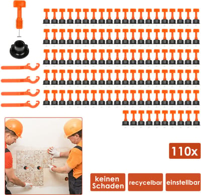 Herbruikbare tegels levelling systeem set voor vloertegels en wandtegels 110 stuks - Tegels Levelling Systeem Set - Herbruikbaar Tegelnivelleringssysteem - Perfecte Tegeluitlijning in een Handomdraai