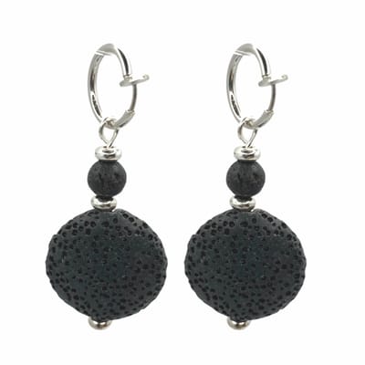 Klem oorbellen Lava Zwart Zilverkleur 4 cm