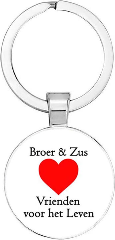 Broer & zus vrienden voor het leven Sleutelhanger - Liefde - Broer en Zus - Leuk kado voor je broer en zus om te geven - 2,5 x 2,5 CM