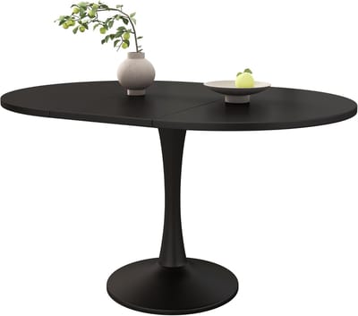 Uittrekbare Eettafel - Eetkamertafel Ovaal - Ruimtebesparend Wonen - Uitschuifbaar 100-140cm - 100 x 75 cm - Zwart