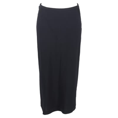 Max Mara midi-rok met split aan de achterkant, recht model, in zwarte wol