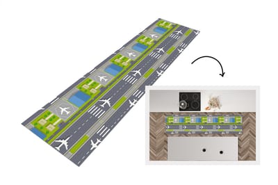 Keukenloper - Loper keuken - Design - Vliegveld - Vliegtuig - 200x50 cm - Keukenloper vinyl