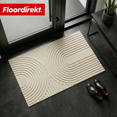 Floordirekt Droogloopmat Circa - Wasbare Schoonloopmat - Deurmat voor Binnen & Buiten - Beige Golven - 40 x 60 cm - Antislip TPE-achterzijde - Hoogwaardig & Duurzaam - Moderne Patronen - Verkrijgbaar in Verschillende Maten & Kleuren