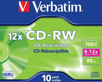 CDRW 80 min. 700 Mb 4-10x in jewelcase 10 stuks (Verbatim)