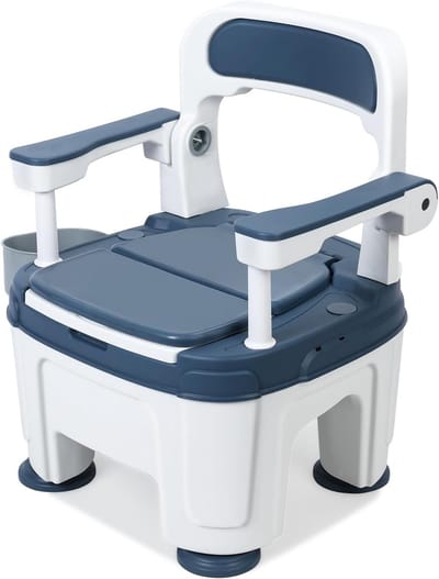Mobiele Toiletstoel - Draagbaar Potty - Veilig Zitten - Extra Stevig Ontwerp - Verstelbare Hoogte - Wit