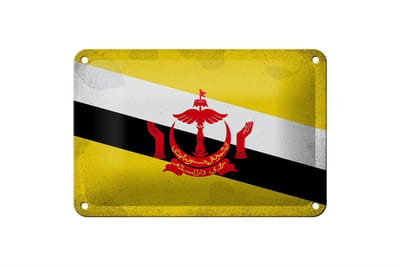 Blechschild Flagge Bruneis 18x12cm Flag of Brunei Vintage