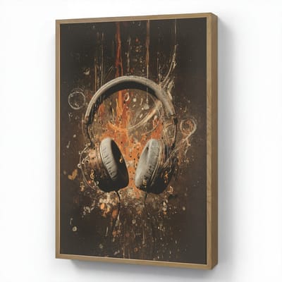 Wandlamp 60x90 cm - Oplaadbaar - Koptelefoon - Bruin - Dynamische penseelstreken - Wandlampen binnen woonkamer - Slaapkamer lamp - Decoratieve nachtlamp - Vloerlamp draadloos