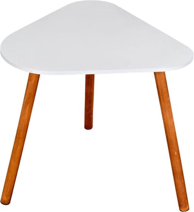 Bijzettafel Driehoek - Salontafel Hout Wit - Woonkamer Decoratie - Combinatie MDF Grenenhout - 43 x 395 x 38 cm