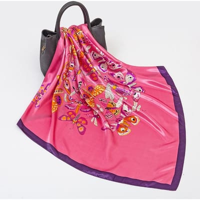 Dames Lente Zomer Vierkante Sjaal 90*90Cm Satijnen Zijden Sjaals Hoofddoek Vrouwelijke Foulard Strand Bandana Dames Neckerchief Haarband One Size pink