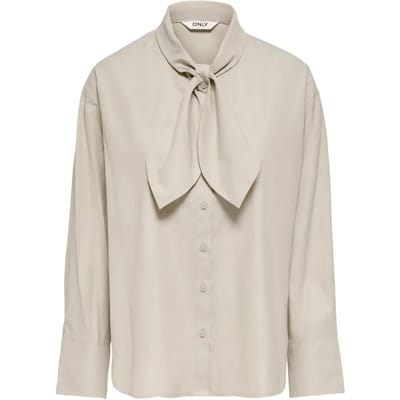 Only beige dames blouse   Shawlkraag   Regular fit   Knoopsluiting   Duurzaam   Lange mouw Beige M