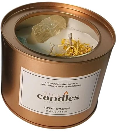 Aromatherapie Sojawaskaarsen met Citrien en Groene Aventurijn