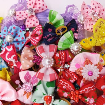 10 Stuks Bloem Hondenharen Strik Rode Stijl Valentijnsdag Versier Hond Strikje Met Elastiekjes Voor Kleine Hond Puppy Accessoires Decor