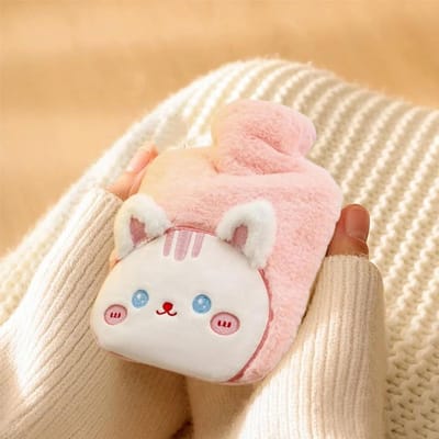Unyqoos® Roze warmwaterkruik met dierenhoes voor kinderen en volwassenen