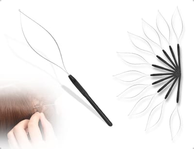 Set van 10 Haaraccessoires voor Baard en Haarverlengingen, Beads en Lussen voor Feathers (Zwart)