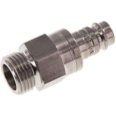 RVS DN 10 Luchtkoppeling Insteeknippel G 1/2 inch Buitendraad Double Shut-Off - CLP10-M-S-SV-P-012