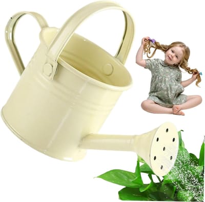 Kleine gieter - Kinder gieter - Planten water geven - Roestvrij metaal - 7x12 cm - Beige