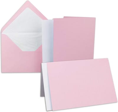 Kaartenset DIN B6 12 x 17 cm geribbelde structuur roze vintage uitnodigingskaarten - 25 stuks