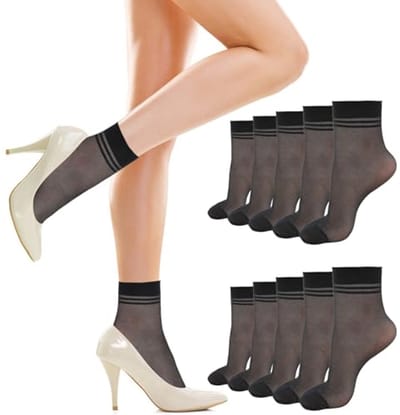 Transparante 20 Denier Nylon Sokken voor Dames - Zwart - 6 Paar
