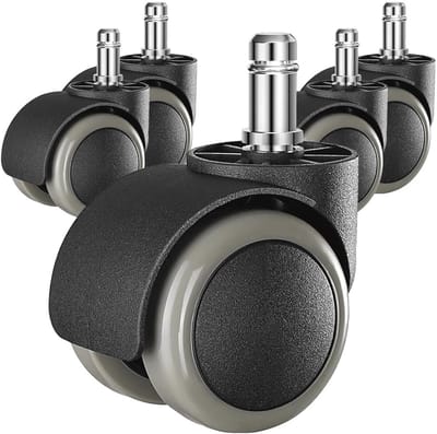 Universele Reservewielen voor Bureaustoelen - 5,1 cm en 11 mm - Vloerbescherming - Zwart/Grijs
