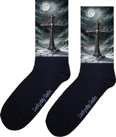 Kruis - Opkikkertje - Grappige sokken - Valentijn cadeau - Verjaardag cadeau - Kerst cadeau - Grappige sokken - Leuke sokken - Vrolijke sokken - Kerst sokken - Gothic - Doodshoofd - Vaderdag - Moederdag - Socks maken Happy - 37-44