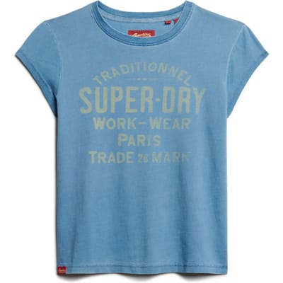 Superdry - Indigo Workwear T-shirt met kapmouwen - Dames - T-shirts