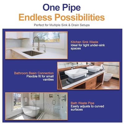 Compacte Flexibele Afvalpijp Connector voor 40mm Afvoer - Verstelbare Douche- en Gootsteenafvoerpijp