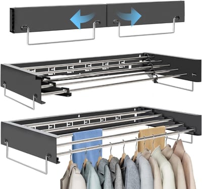 HEZIVO® Droogrek Muur - Wasrek Muurbevestiging - Opvouwbaar Wanddroogrek - Uitklapbaar Handdoekrek - 80 cm - Wit