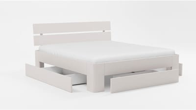 B Bright Bed Fresh 500 met hoofdbord en 3 opbergladen - 140 x 200 cm - wit