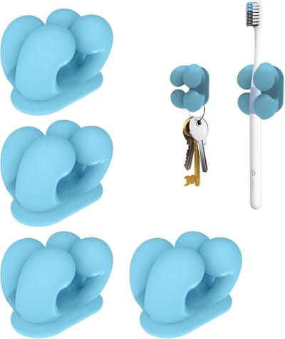 Set van 4 zelfklevende scheerhouders en tandenborstelhouders voor douche, geschikt voor badkameropslag en ruimtebesparing