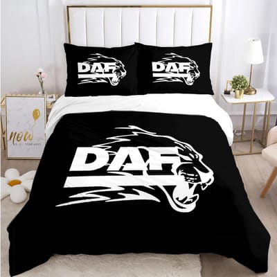 DAF Vrachtwagen Logo Dekbedovertrek Cartoon Dekbed Beddengoedset Zachte Dekbedovertrek en Kussenslopen voor Tieners Jongen Eenpersoons/Tweepersoons/Queen/King 155x215cm 3pcs