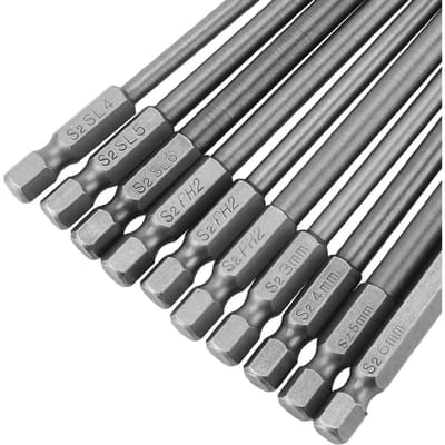 10 stuks 1 4 inch zeskant schacht 100 mm lang magnetisch BST schroevendraaier bit set (Gleuf+Kruis Zeskantkop)